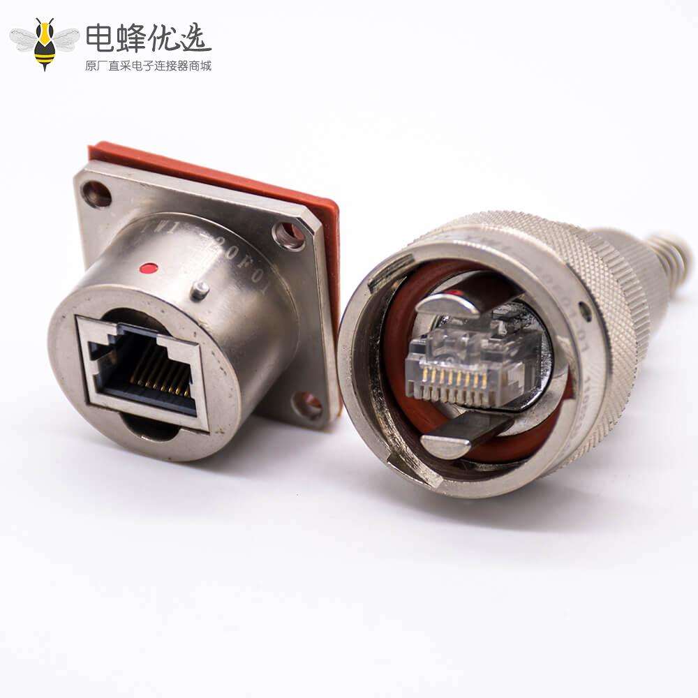 YW圆形连接器RJ-45内置接口类型卡口连接公母对接插头接线焊接插座面板安装焊接