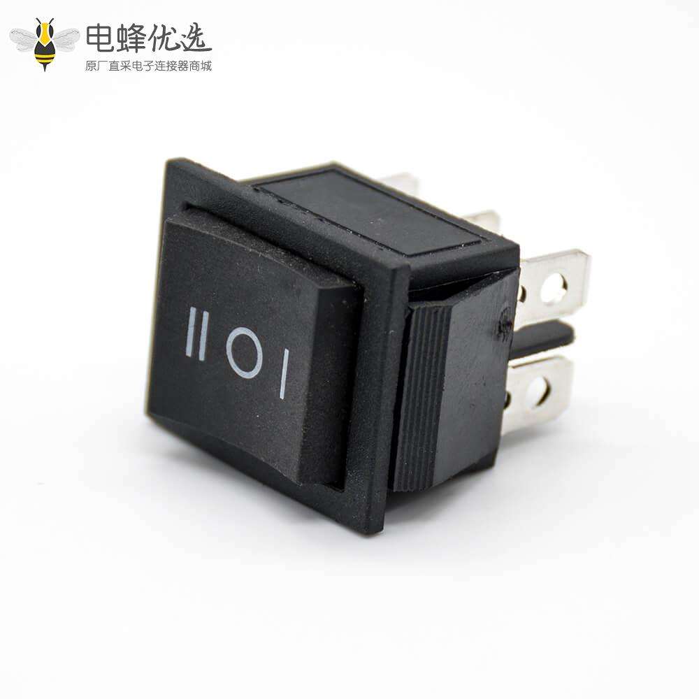 船型翘板开关直式铁脚3挡6脚接线KCD4-203面板安装