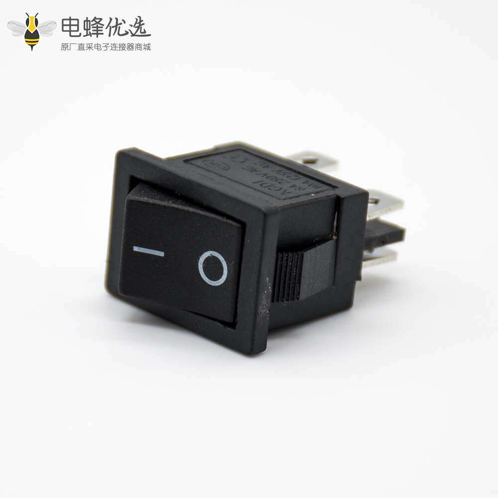 复位船型开关KCD1-104直式4脚面板安装接线2挡铁脚