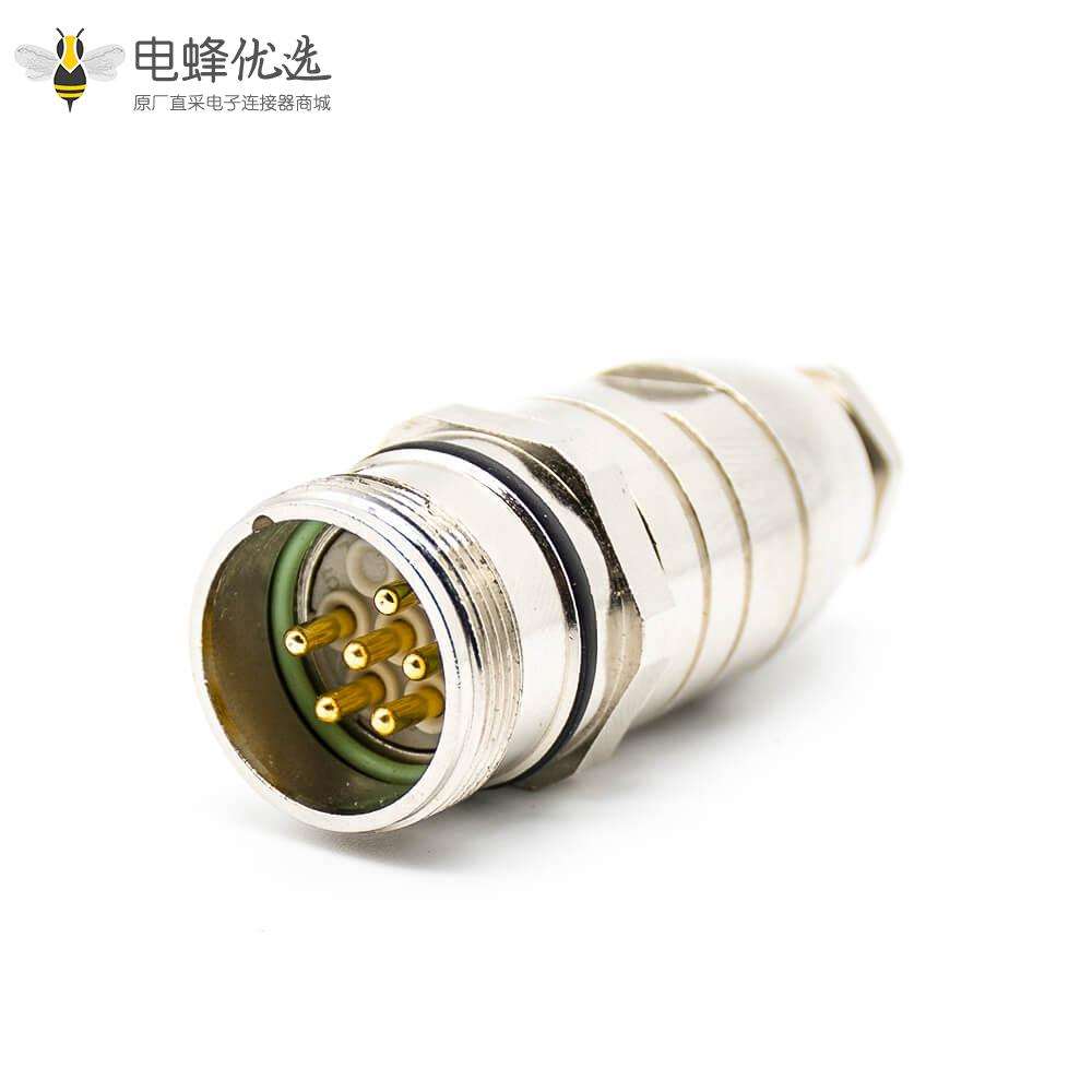 M23编码器插头6芯公插头直式焊线带屏蔽