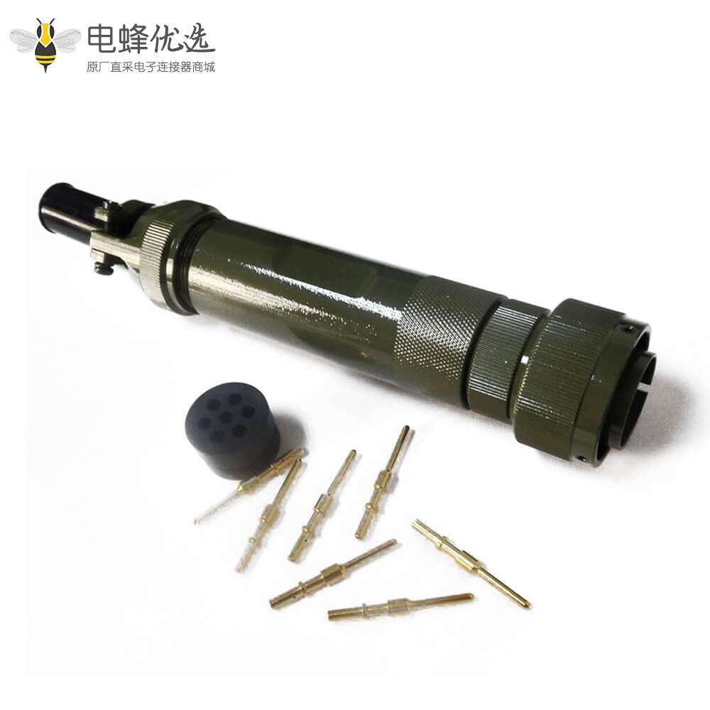 轨道交通电连接器JL7芯公插头卡扣连接180&deg;焊接接线牵引连接器