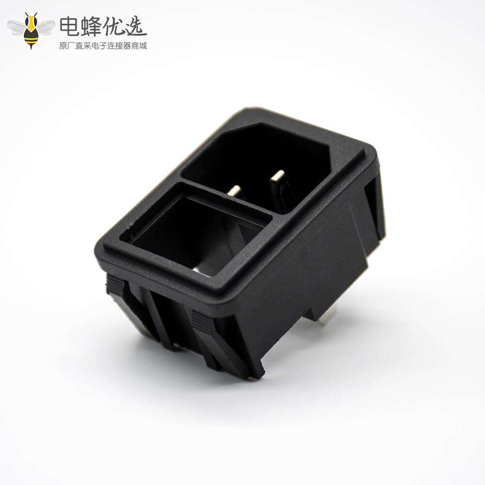 AC三芯电源插座插孔直式公头AC-02A带保险品字电源插座