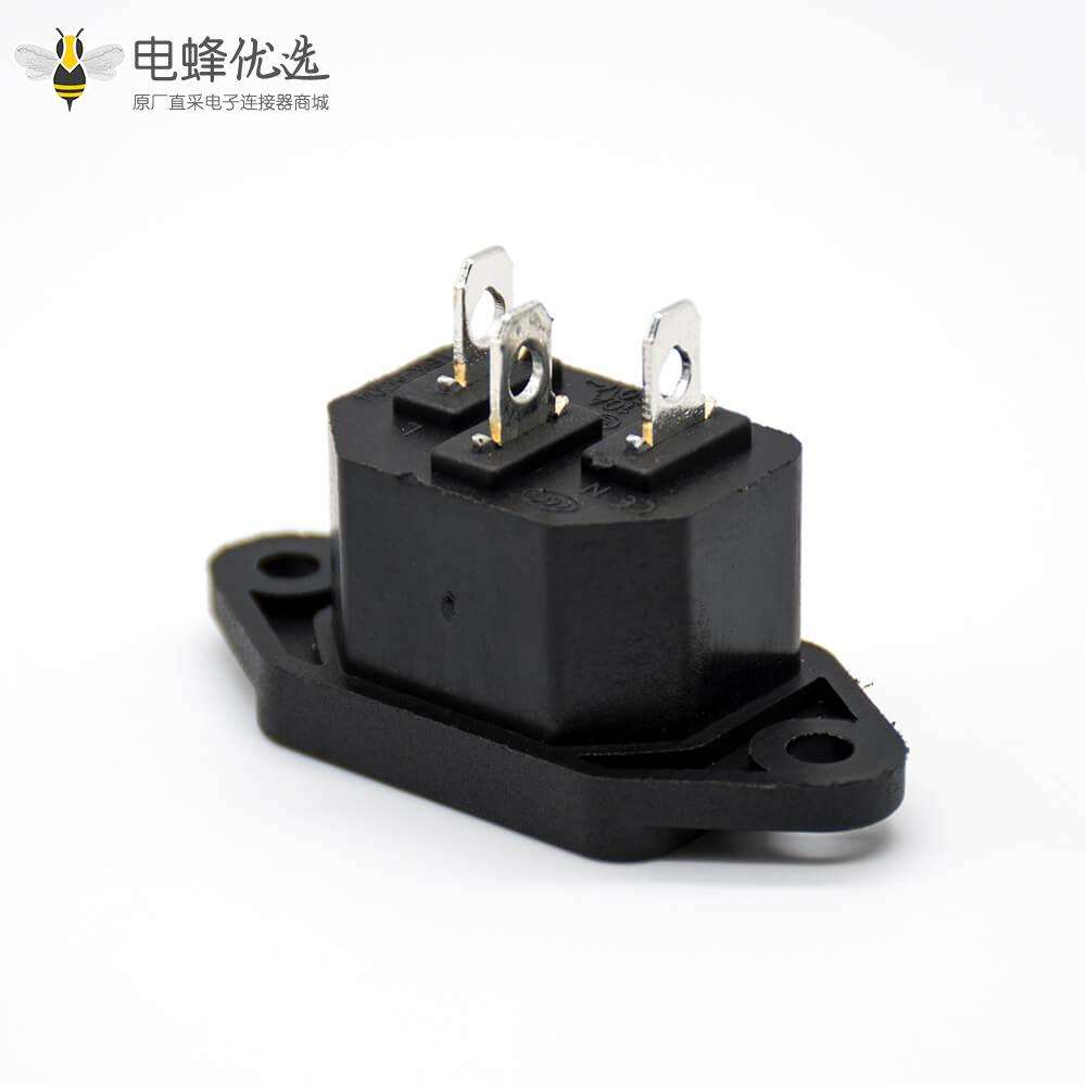 电源插座带保险AC-04公头插孔直式三芯AC电源连接器