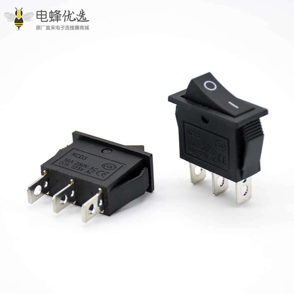 KCD3开关3脚2挡操作面板KCD3-102翘板船型电子接线开关