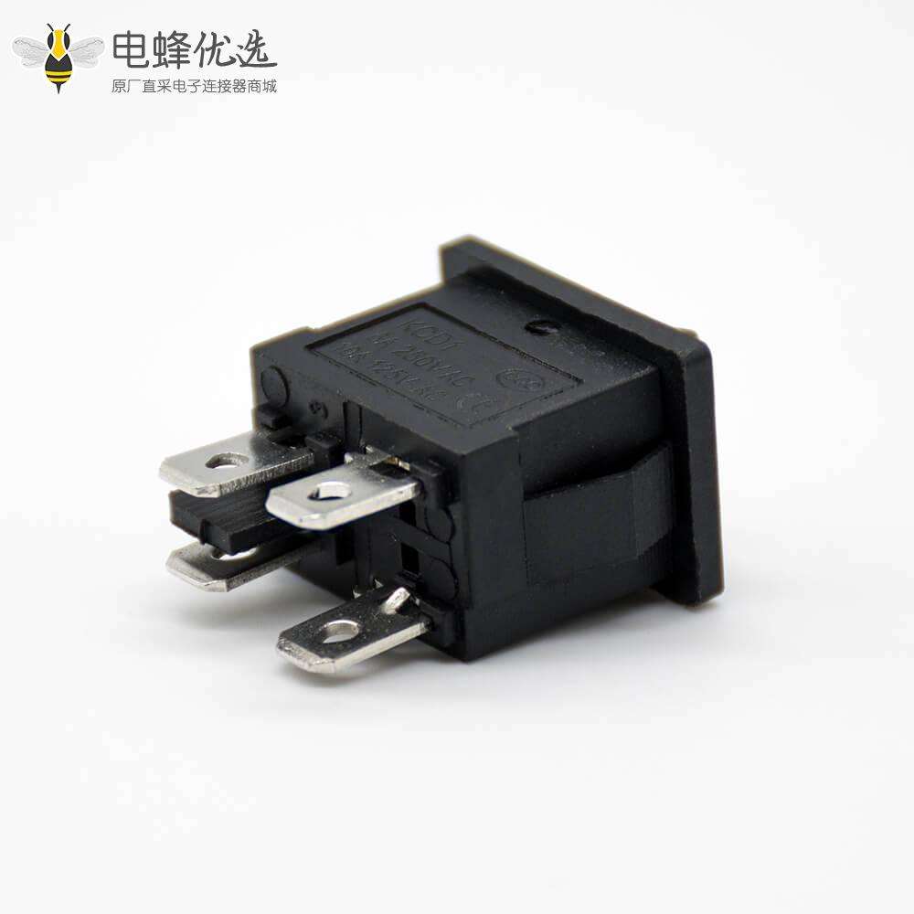 复位船型开关KCD1-104直式4脚面板安装接线2挡铁脚