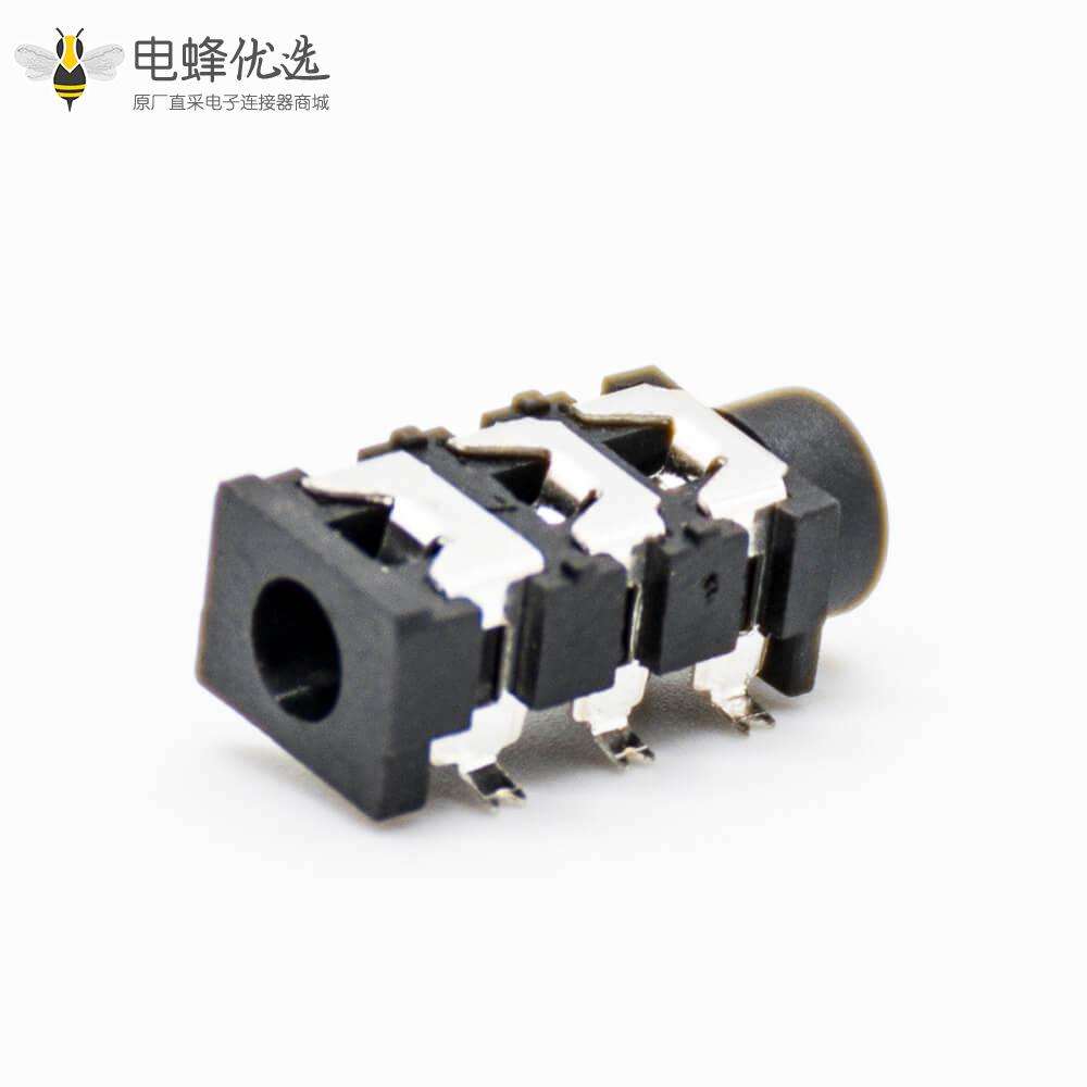 立式DC插座母头贴板水平贴片焊接黑色塑料不带屏蔽电源连接器