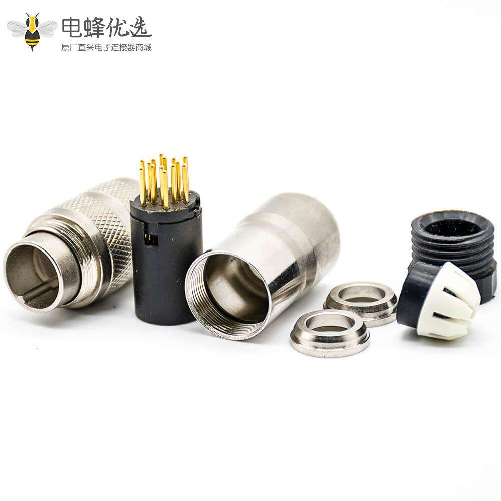 M16连接器14芯公头直式焊线连接器