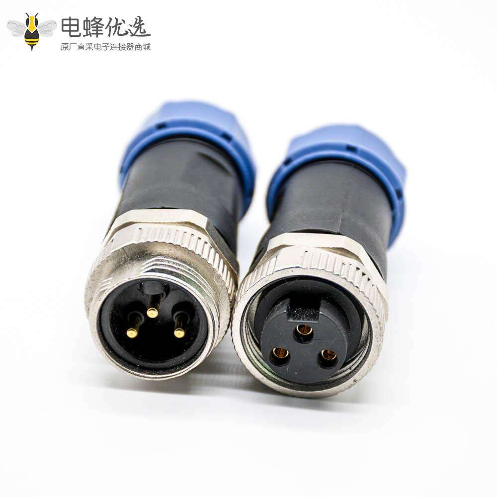 7/8连接器3芯母头接线焊线直式组装不带屏蔽
