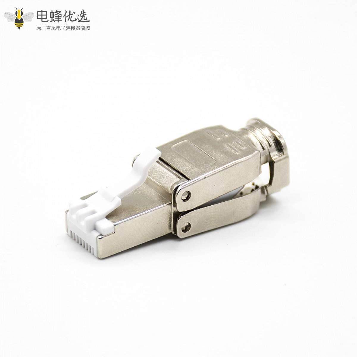 RJ45型网线插头直式8芯免打水晶头超六类带屏蔽