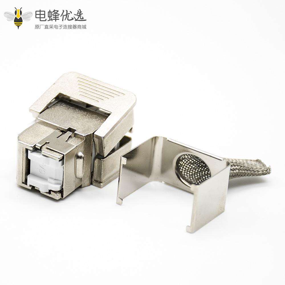 RJ45网络插座带屏蔽8p8c直式单端口插孔Cat6免打模块