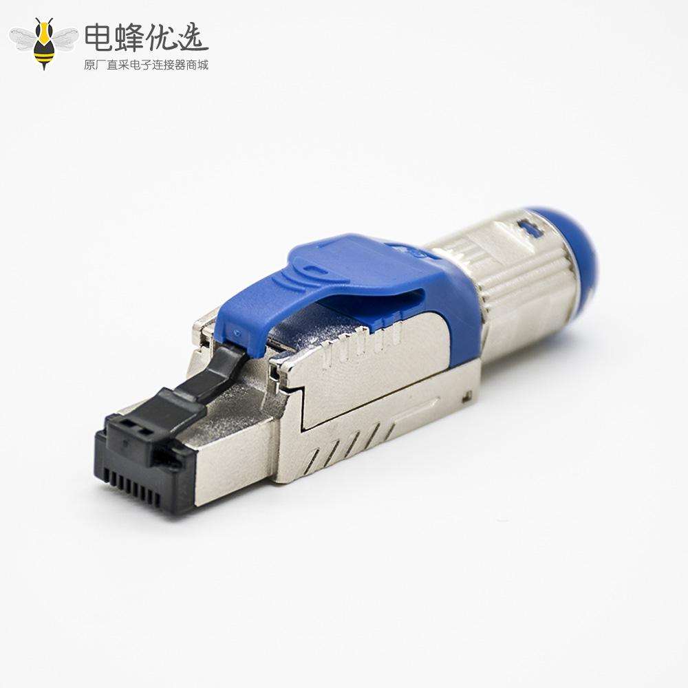 八类水晶头免工具带屏蔽直式RJ45网络插头