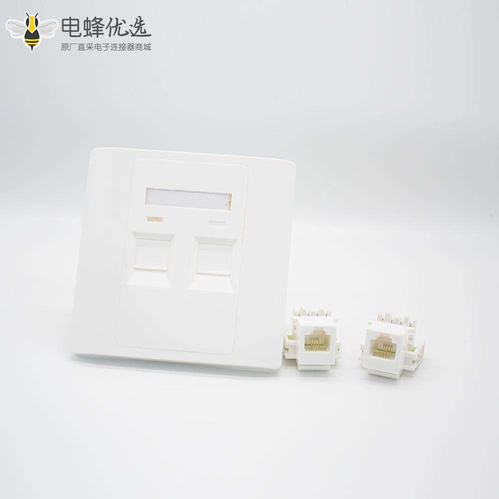 网络双口面板86型信息网络面板RJ11接口CAT3双端口