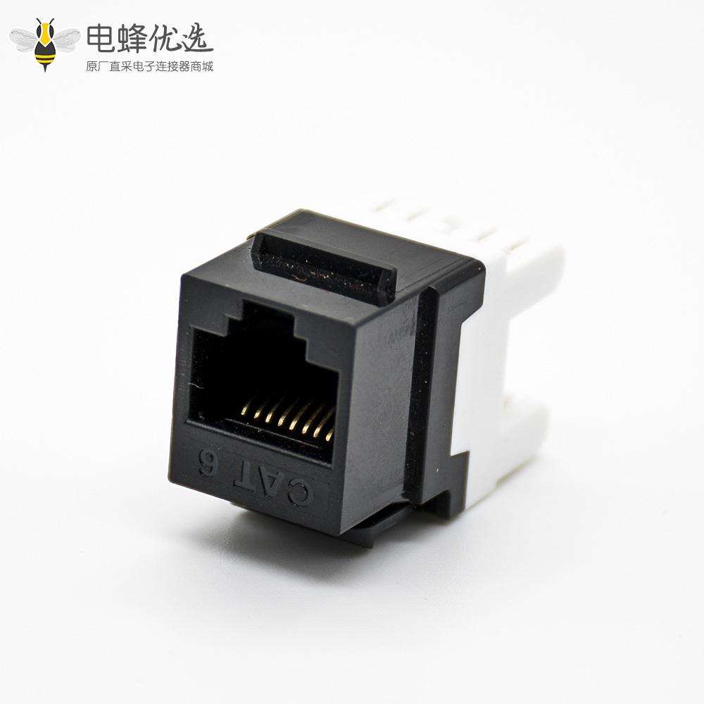 180度RJ45模块六类非屏蔽面板安装Cat6单端口