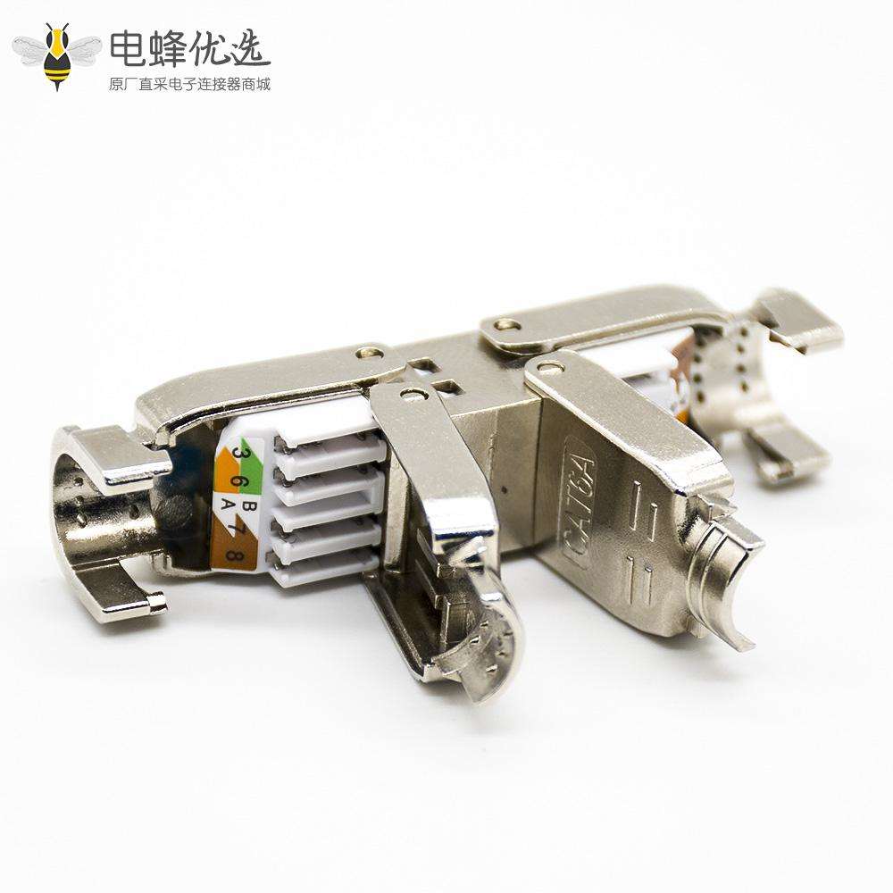 RJ45对接头超六类8p8c带屏蔽免工具模块化连接器