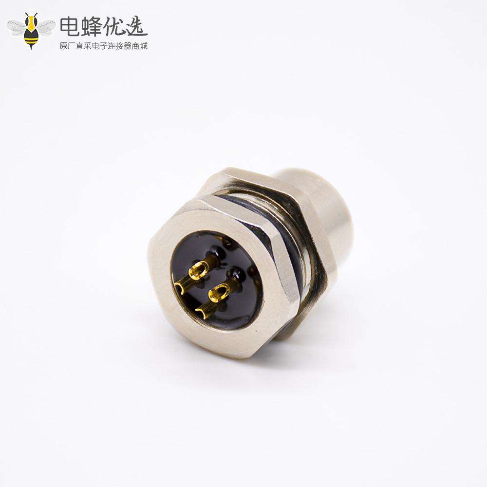 m12连接器5芯母头直式前锁板焊线D编码