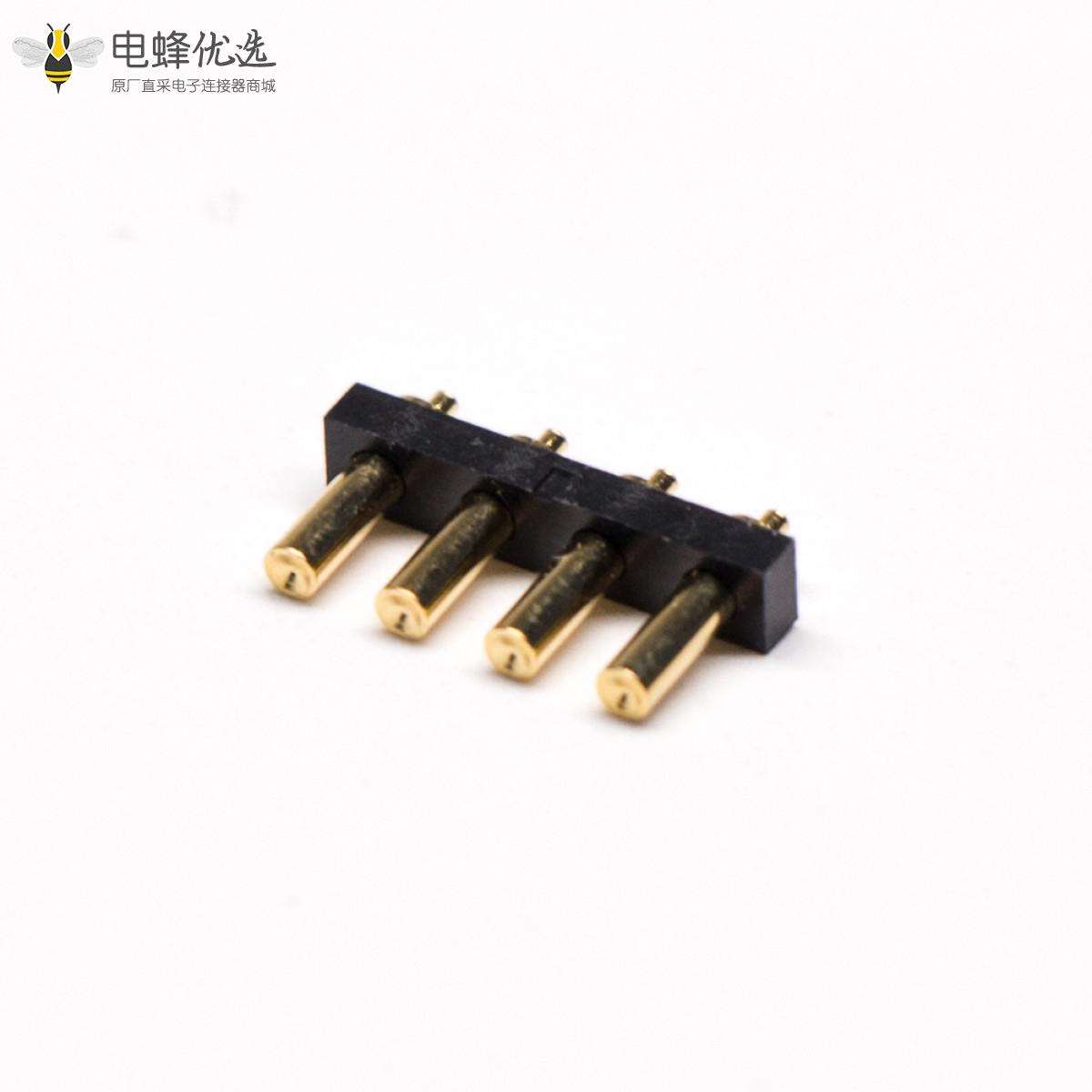 Pogopin弹簧连接器多Pin系列T型黄铜镀金4芯3MM单排