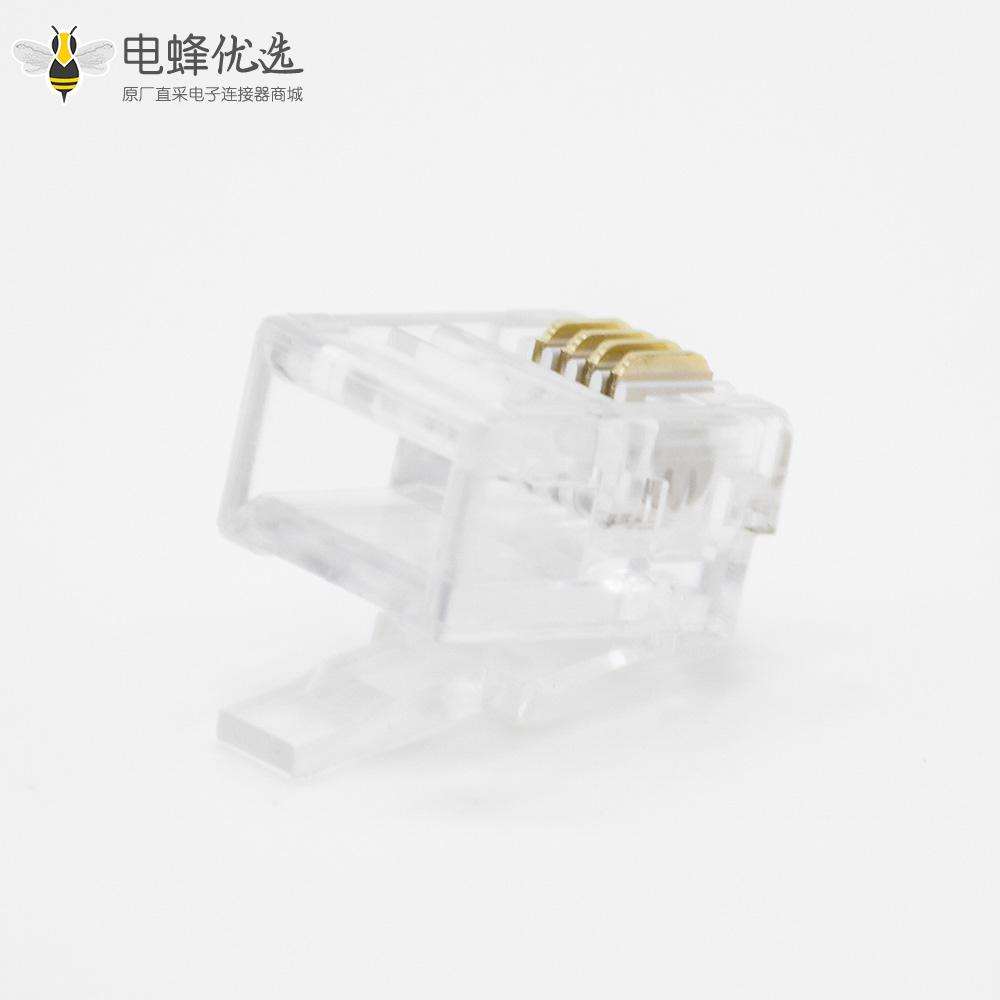 电话水晶头RJ11RJ12用于CAT3电缆4芯非屏蔽插头