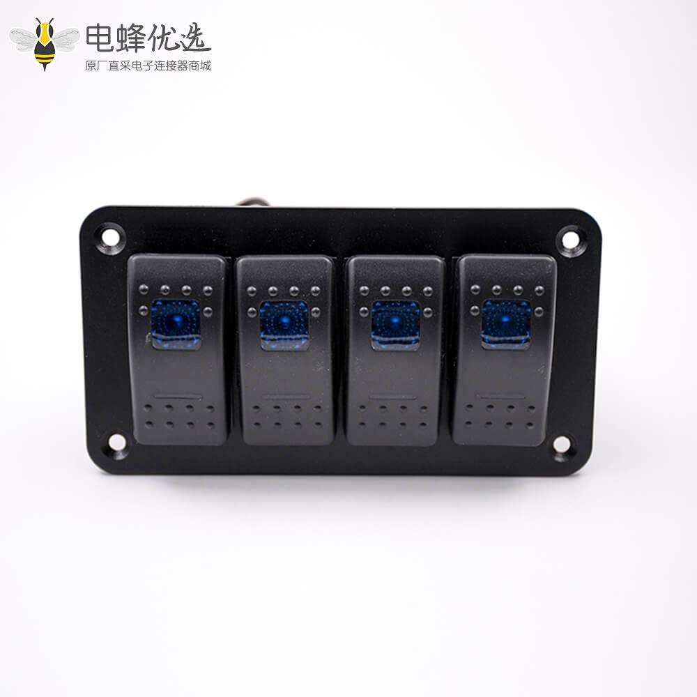 房车改装开关接线4位面板船形开关汽车改装多位组合