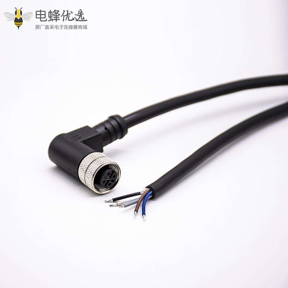 M12电缆A扣弯公头5针带注塑线5米连接器通讯设备插头配件