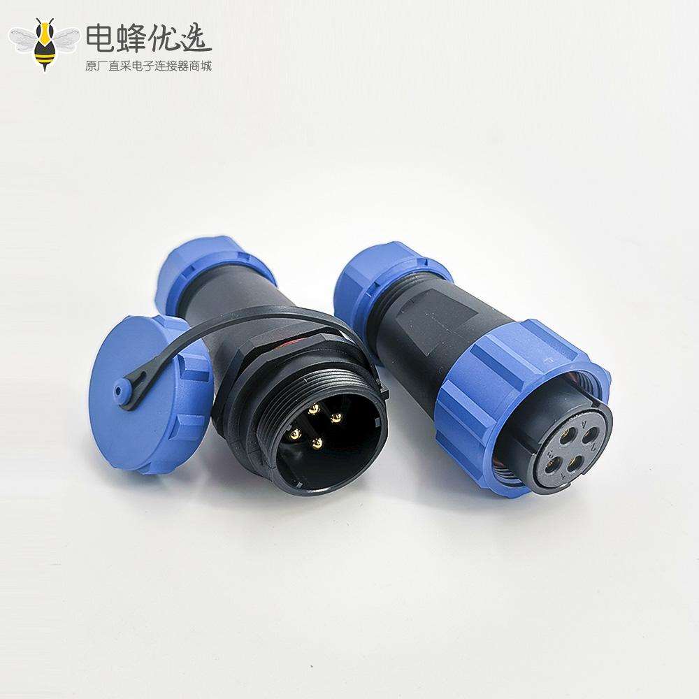 航空插头4芯SP21系列母插头+公插座对接款直式焊接