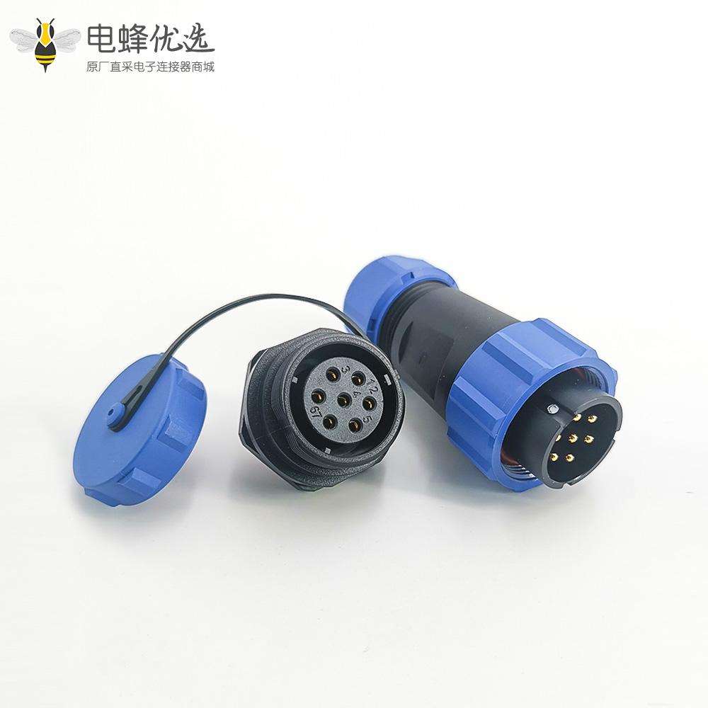 7针航空插头SP21系列公插头+母后螺母插座直式面板安装