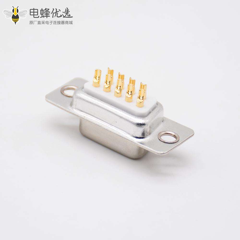 D Sub9母头2排车针型直式焊杯白色胶芯