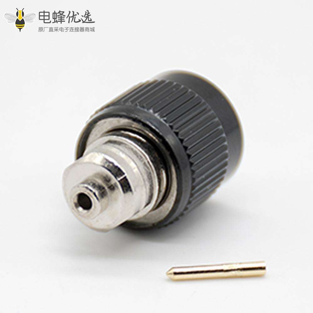 TNC射频连接器公头公针插孔直式插头带黑色外壳