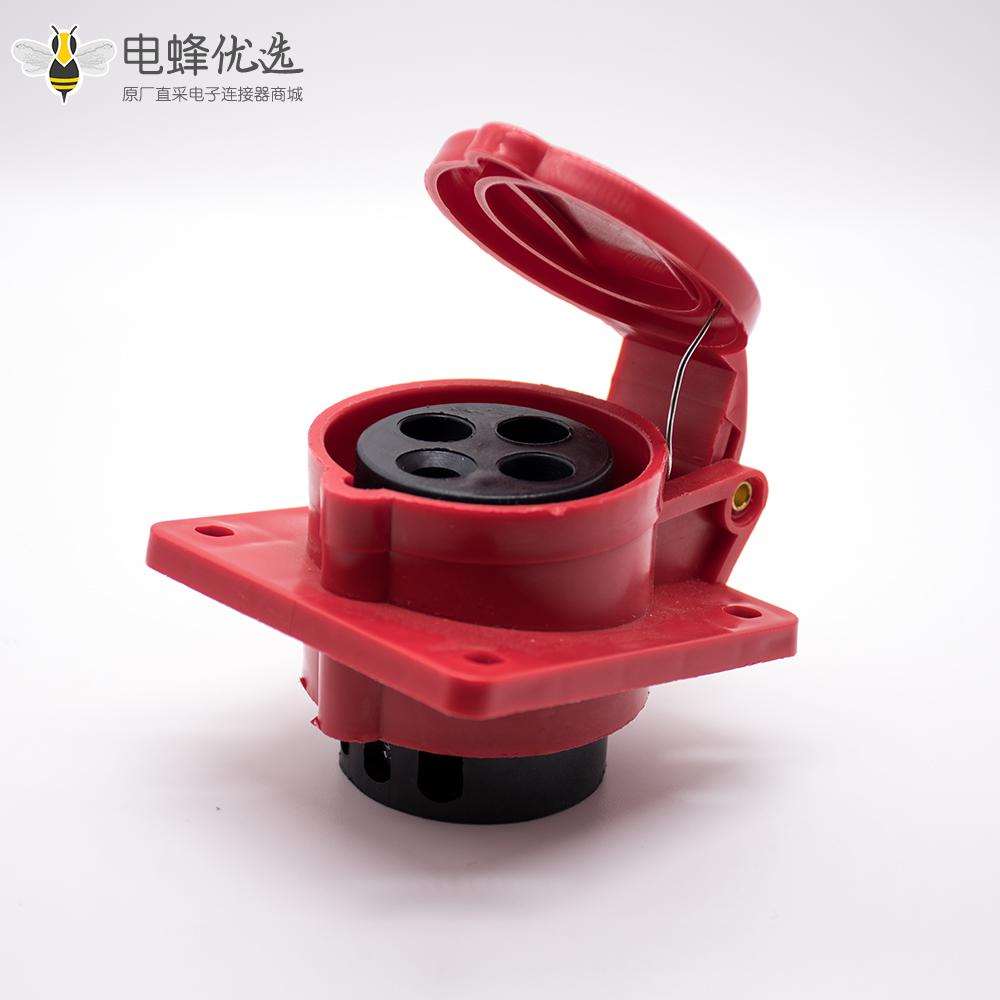 三相四线暗装插座4芯斜座IP44防水母头16A 380V-415V 3P+E