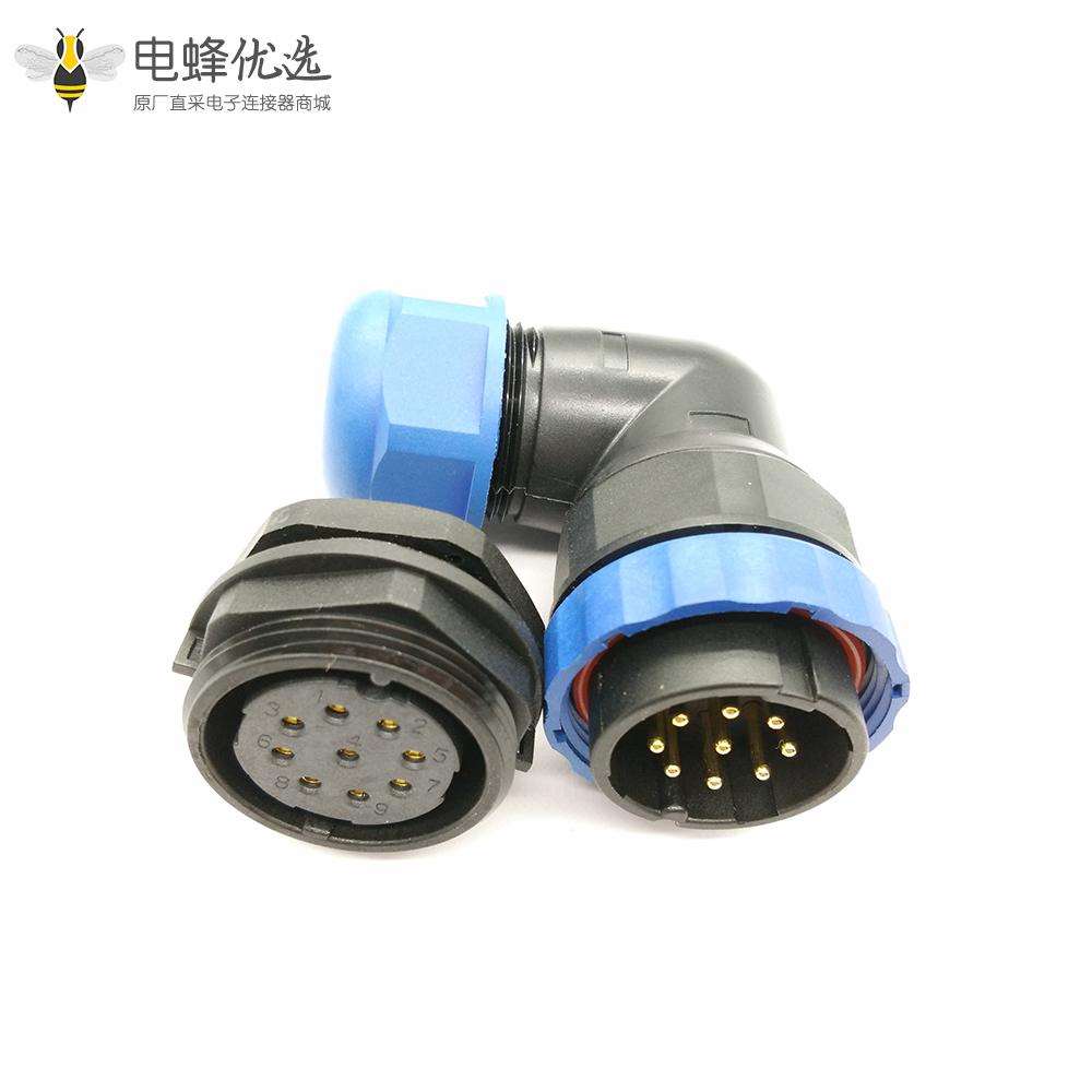 圆形连接器SP29-9芯弯插头+后螺母插座