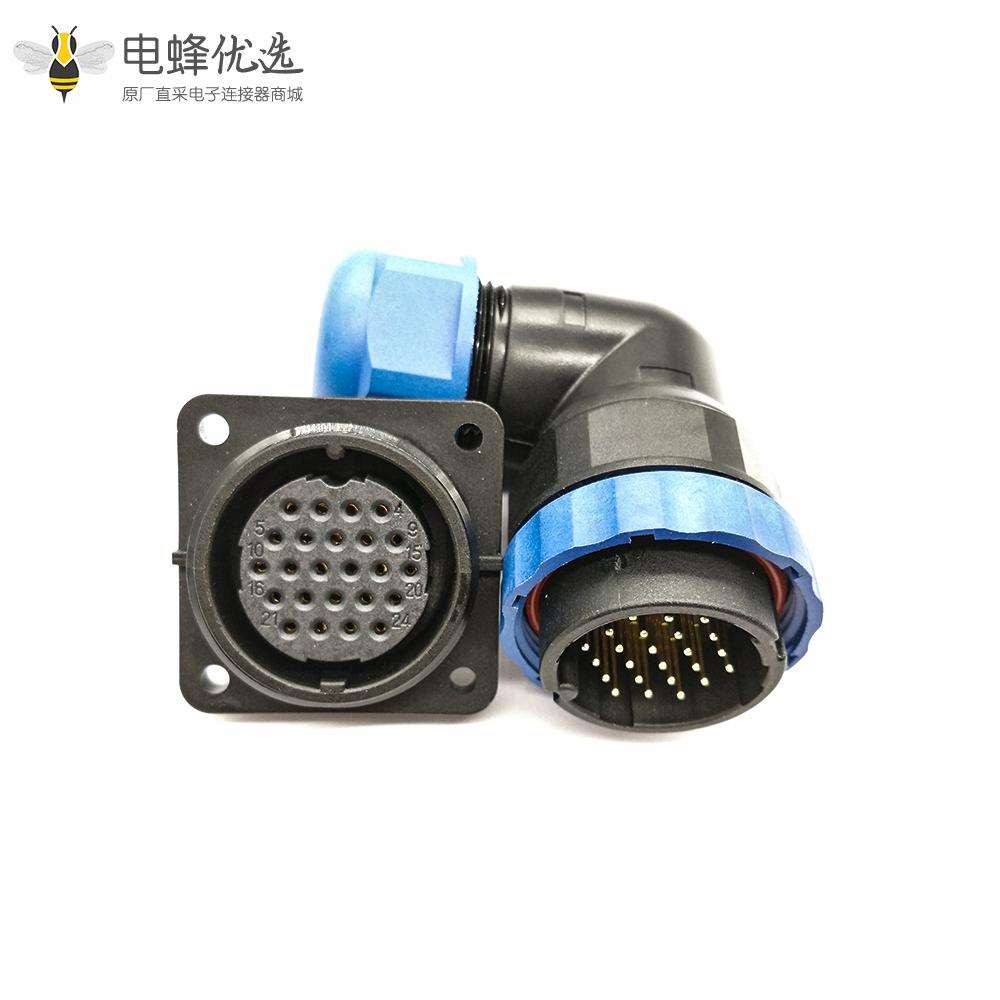 航空连接器SP29系列24芯弯插头+方法兰插座