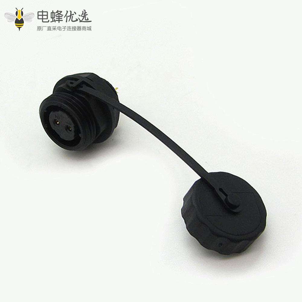 2芯SP17公插头母圆螺母插座一套后锁板安装