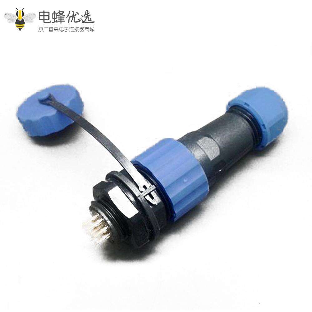 SP17系列9芯公插头+母圆螺母插座一对后锁板安装