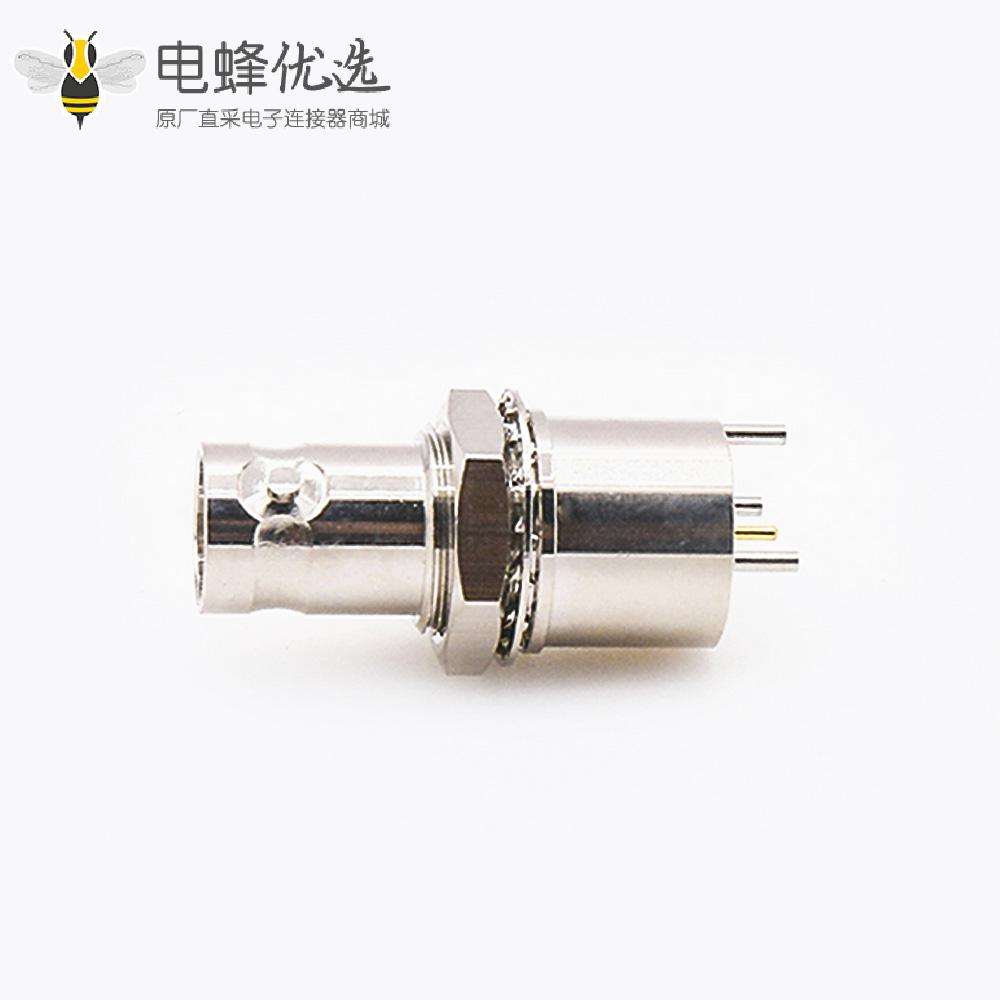 BNC前锁穿墙连接器75&Omega;母头直插PCB安装