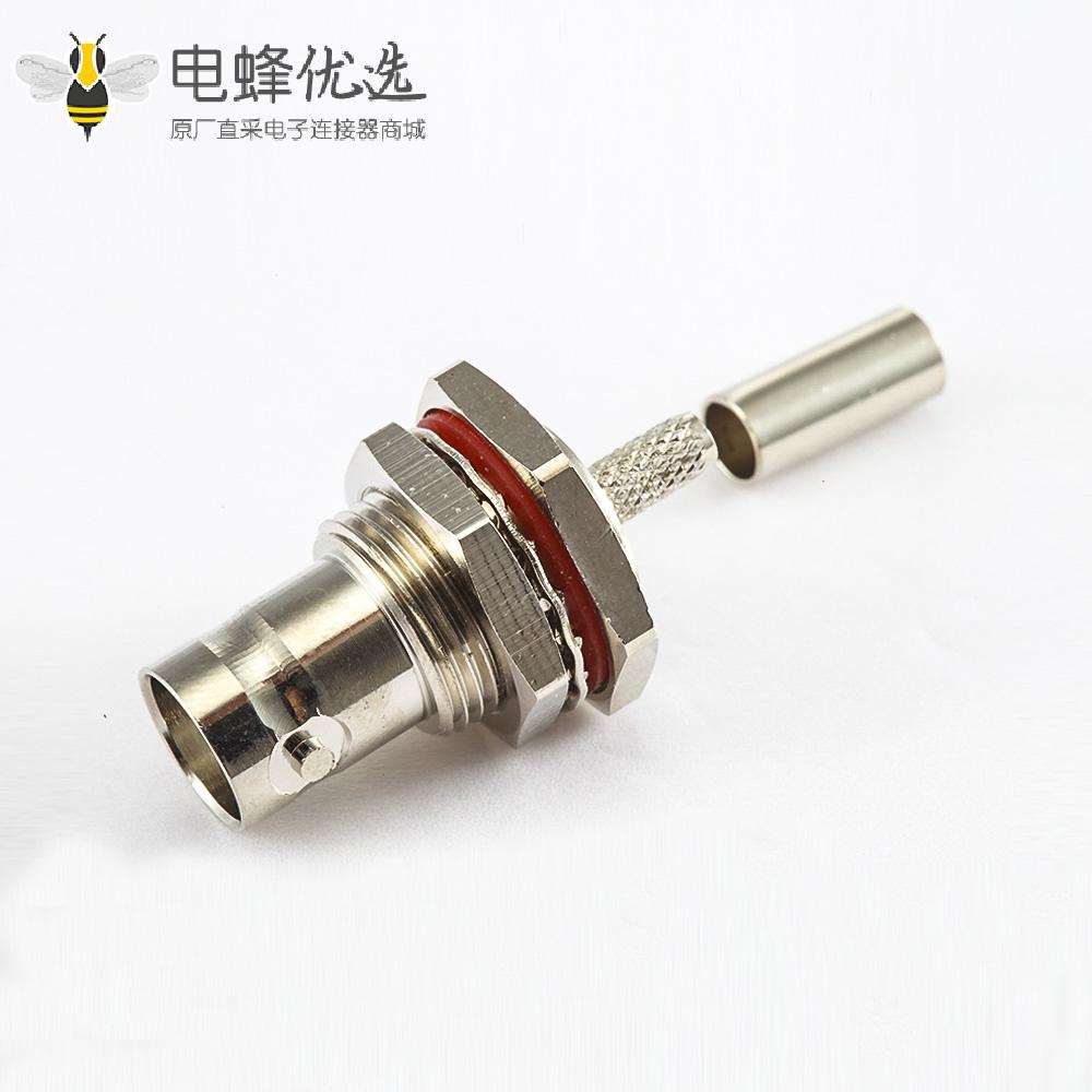 SYV75-2-2防水面板安装前锁穿墙75&Omega;BNC母头直式连接器压接