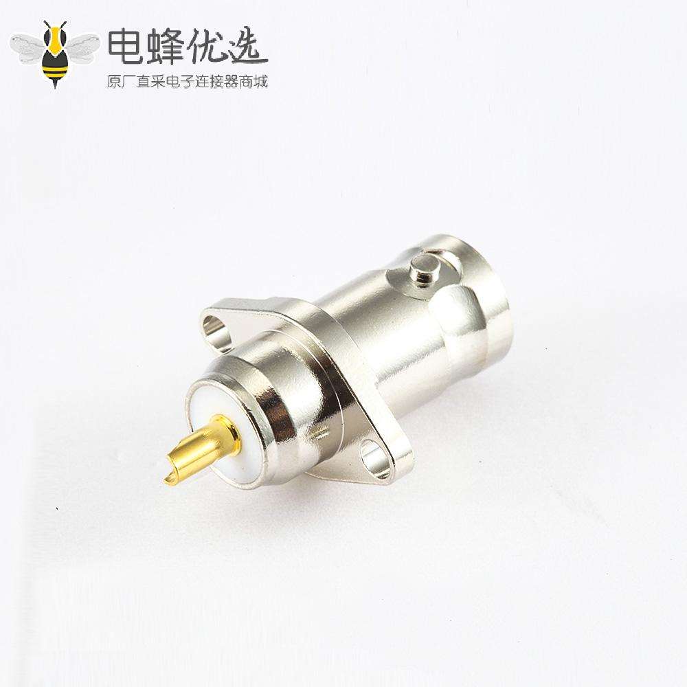 BNC连接器用于SYV50-2接线公头180度带2孔法兰焊接50ohm