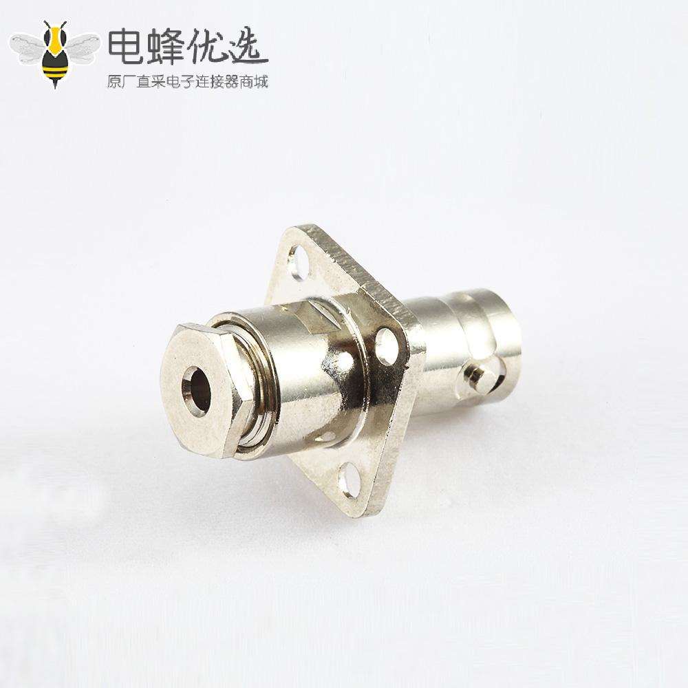 BNC连接器用于SYV50-2接线母头180度带4孔法兰螺母锁紧