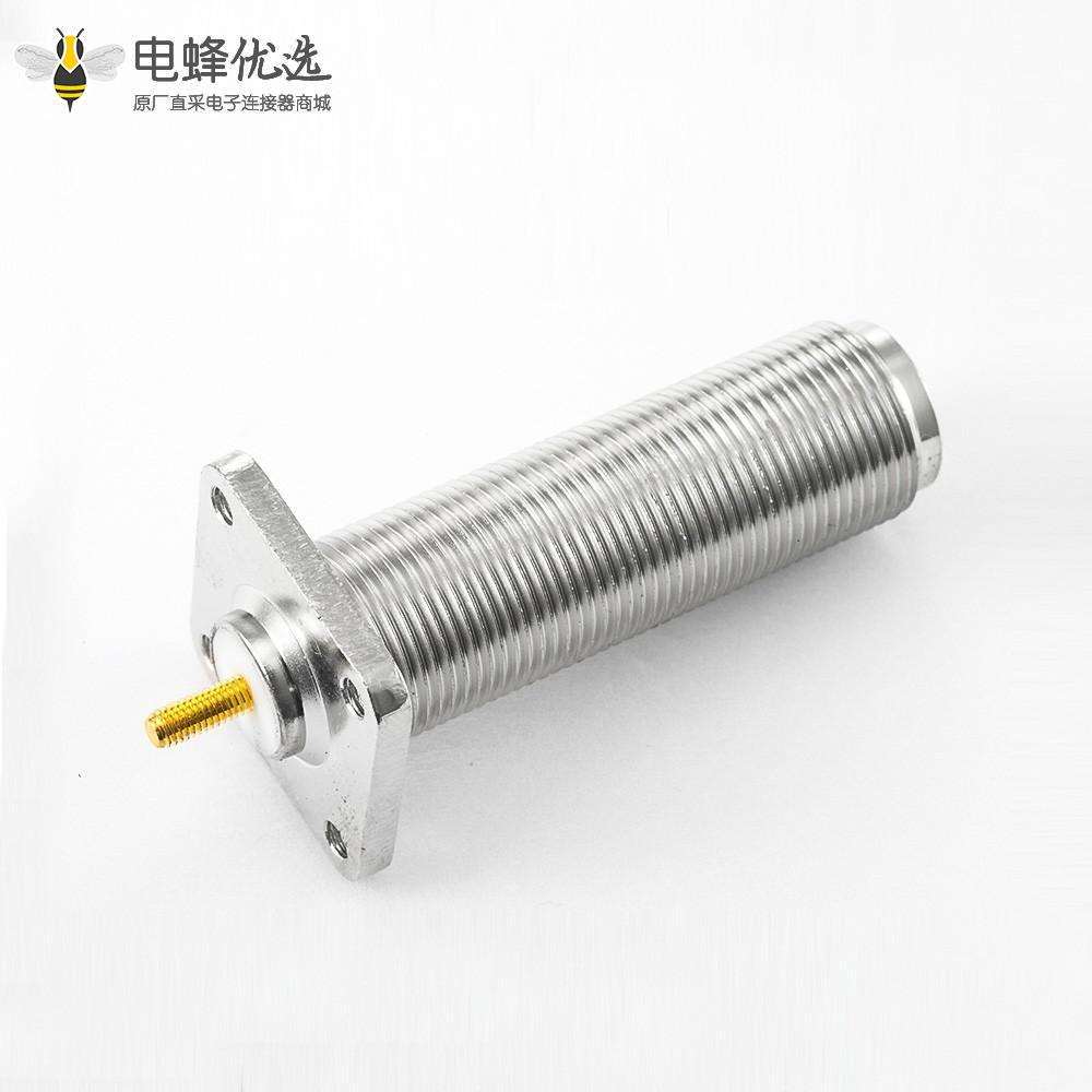 连接器50欧姆N焊接板4孔法兰母直焊PCB安装