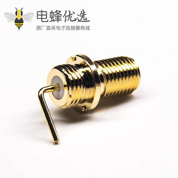 弯式SMA镀金母头后锁穿墙50欧姆插板镀金