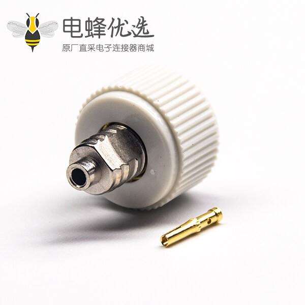 rf连接器直式公头反极50欧姆焊接式白色塑胶外壳