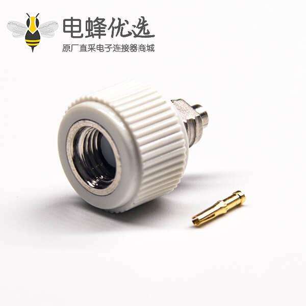 rf连接器直式公头反极50欧姆焊接式白色塑胶外壳