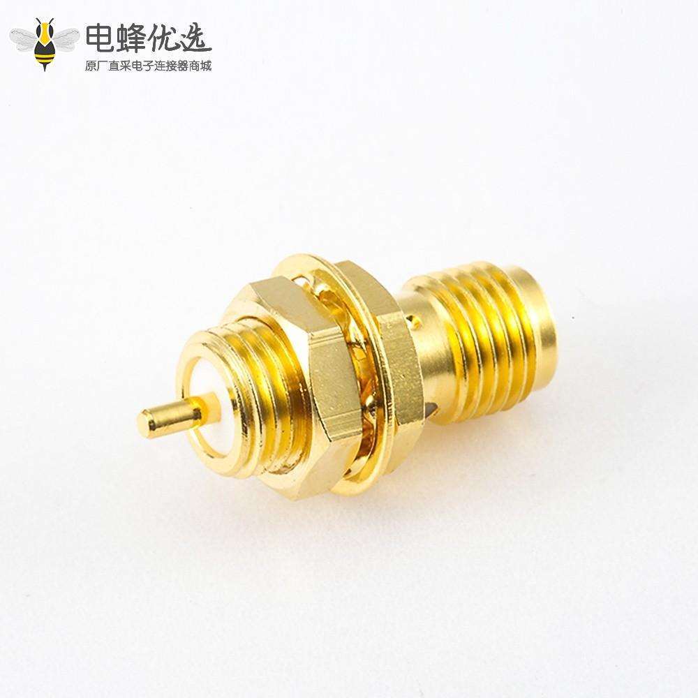 后锁穿墙SMA连接器母头直式PCB安装焊板