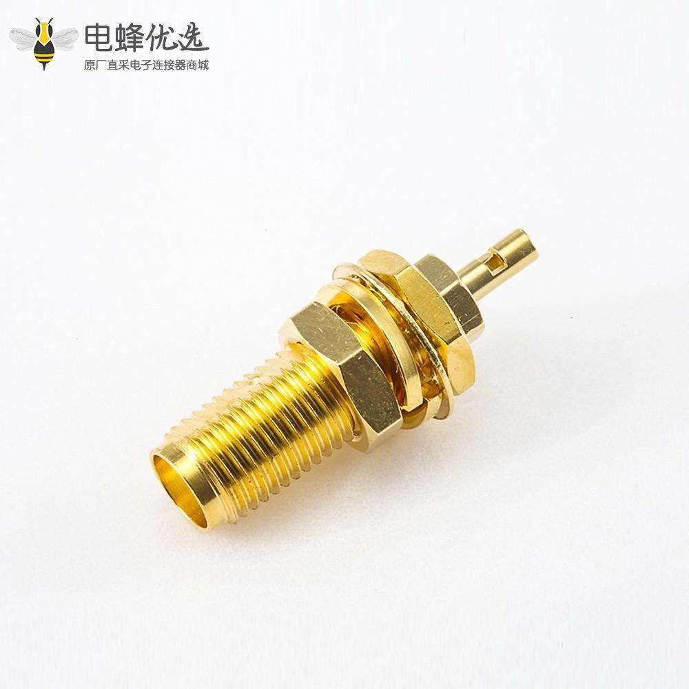SMA连接器压接带焊接用于1.13MM接线面板安装前锁穿墙母头直式