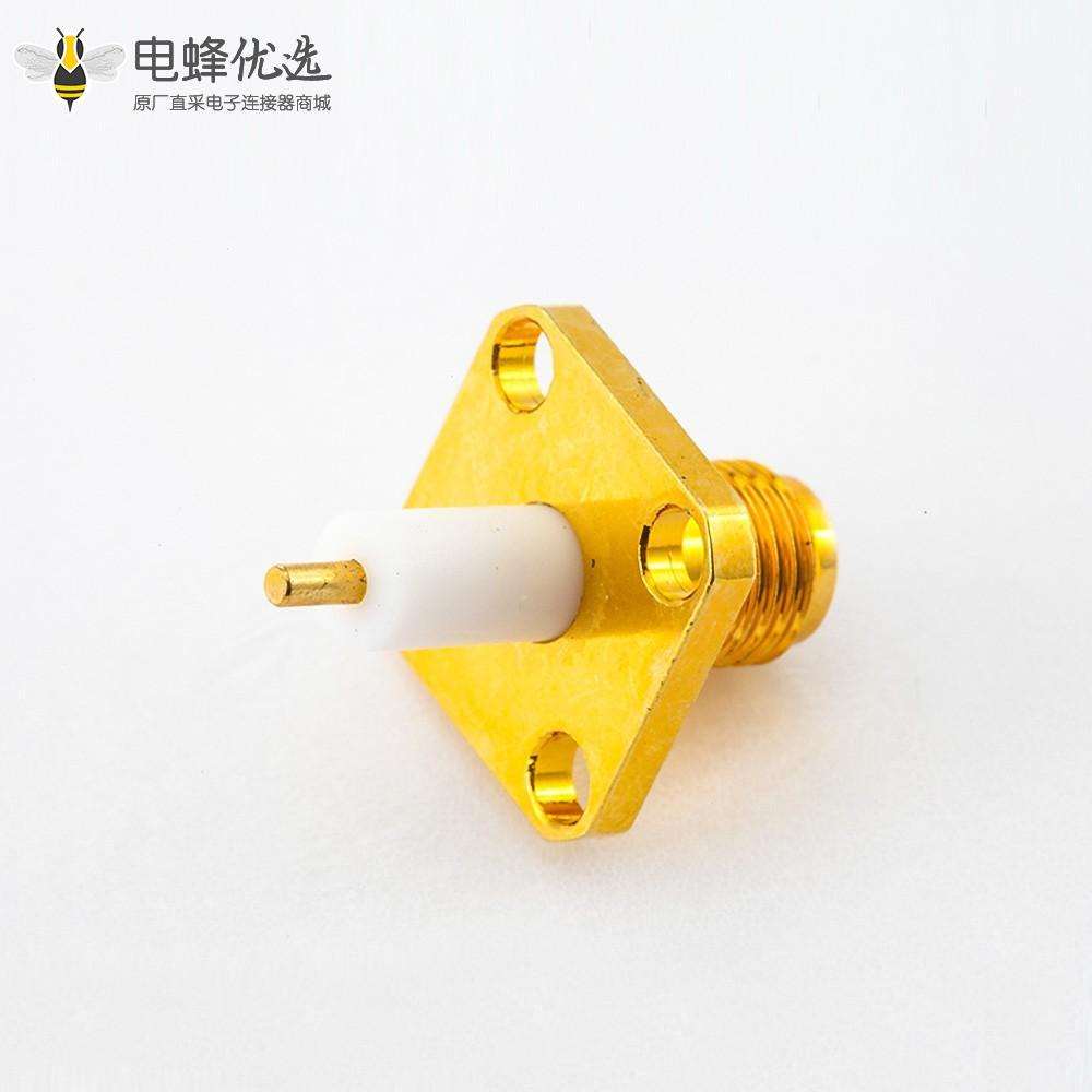 PCB安装焊板SMA连接器母头直式4孔法兰