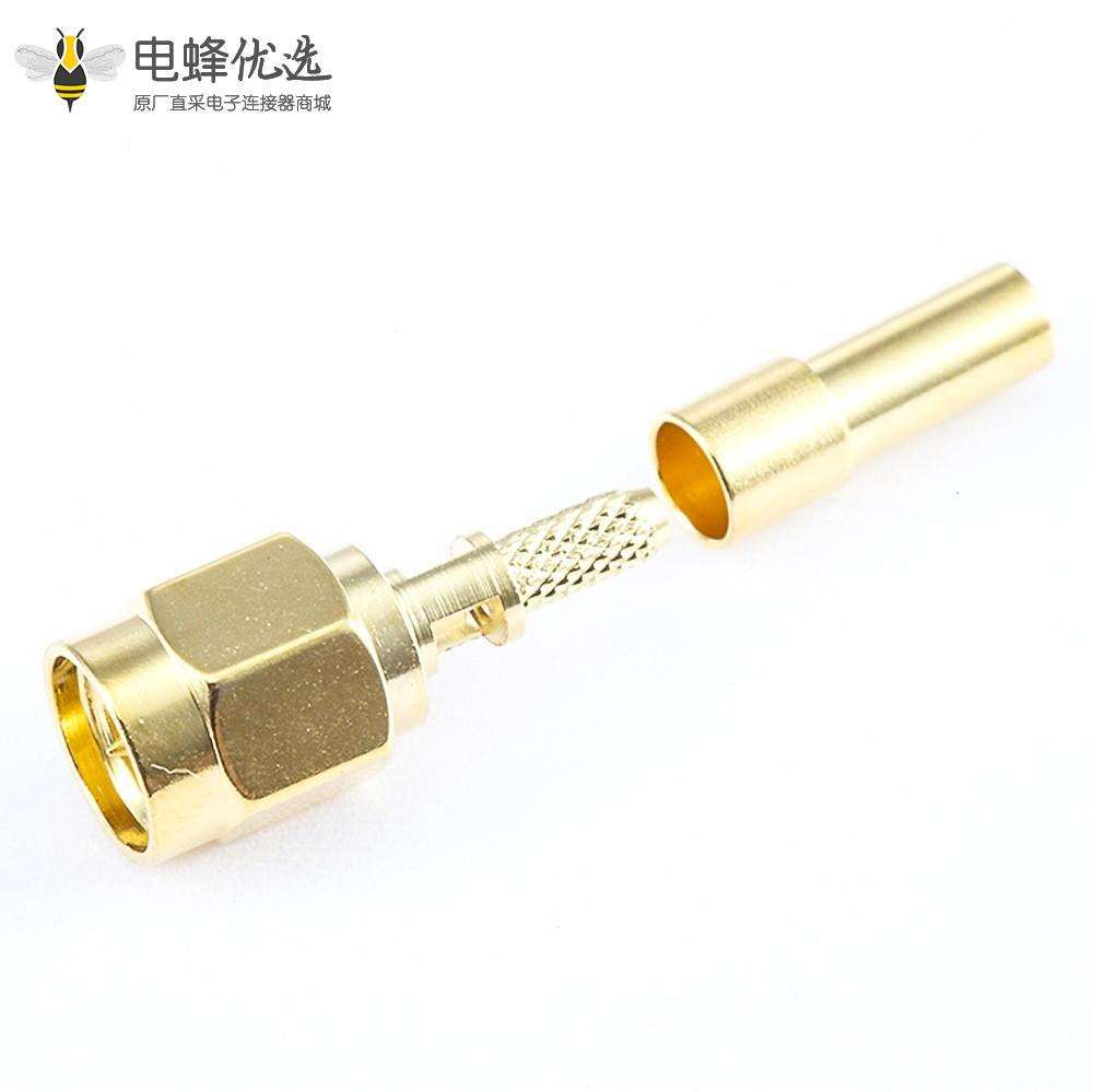 SMA公头直式焊接压接器压接用于RG178 / 1.45MM