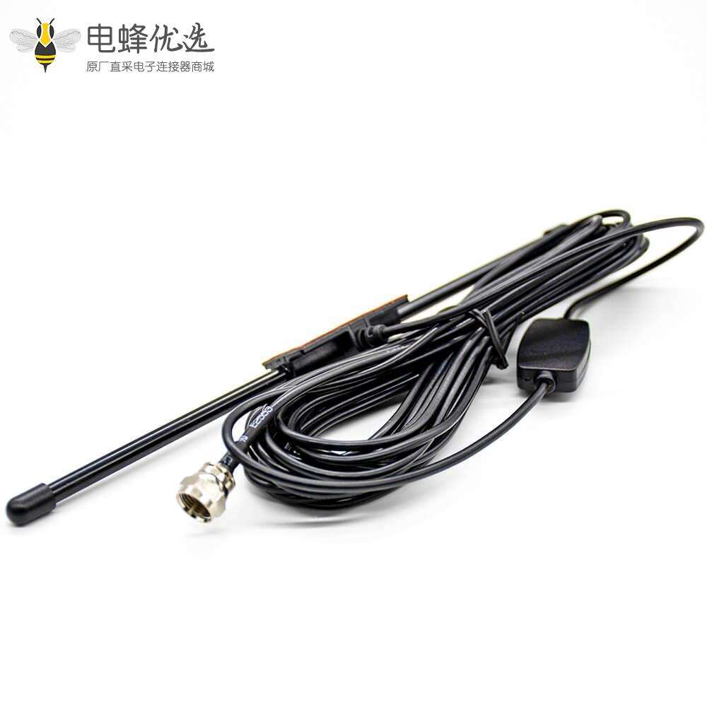 F型插头hdtv天线夹板公头增益1.5dBi接线RG174