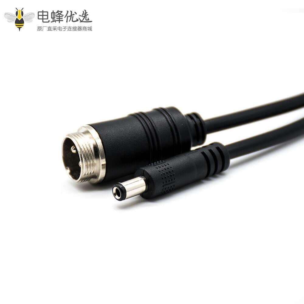 GX12 连接器2芯直式公头转DC电源插头线长16cm