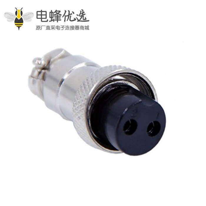 航空插头2芯GX16母插头常规款直式焊线连接器