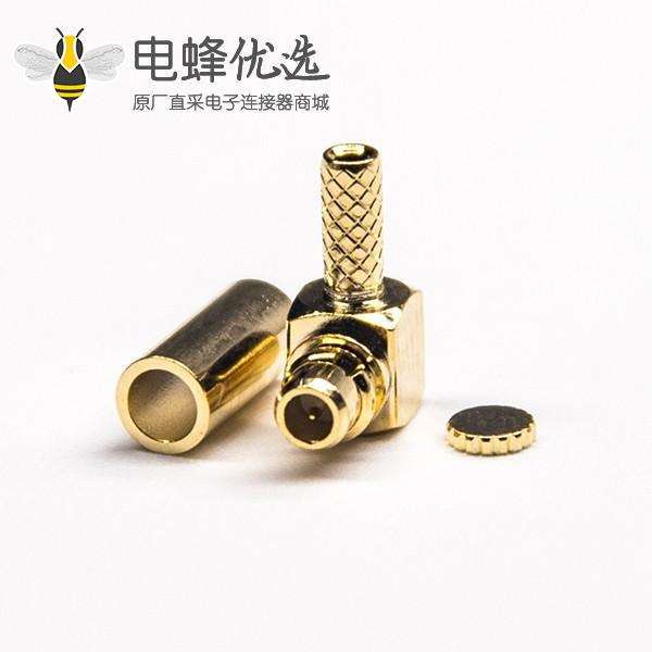 mmcx弯公头带金属帽压接式接线连接器