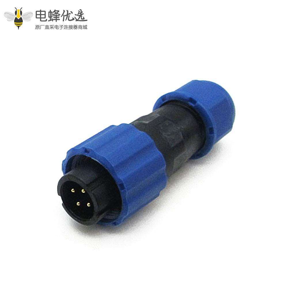 SP13连接器4芯公头+母插座一套对接款直式面板安装防水航空连接器