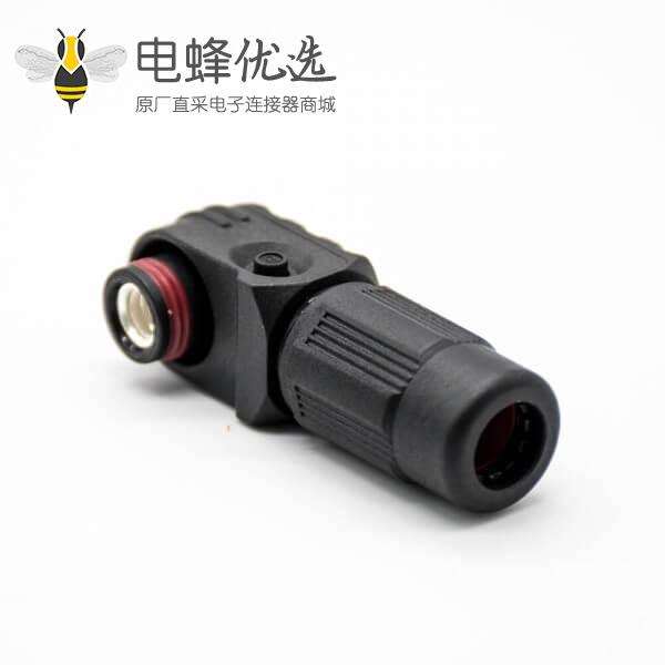 储能电池连接器6mm黑色IP65 60A带孔铜牌弯式插头和插座